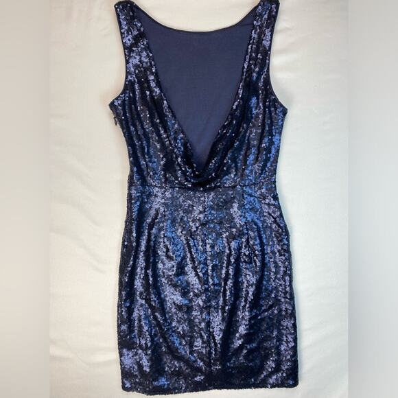 Lulus Shine Time Navy Blue Sequin Dress Sexy Cocktail Evening Low Back Medium - Picture 6 of 10